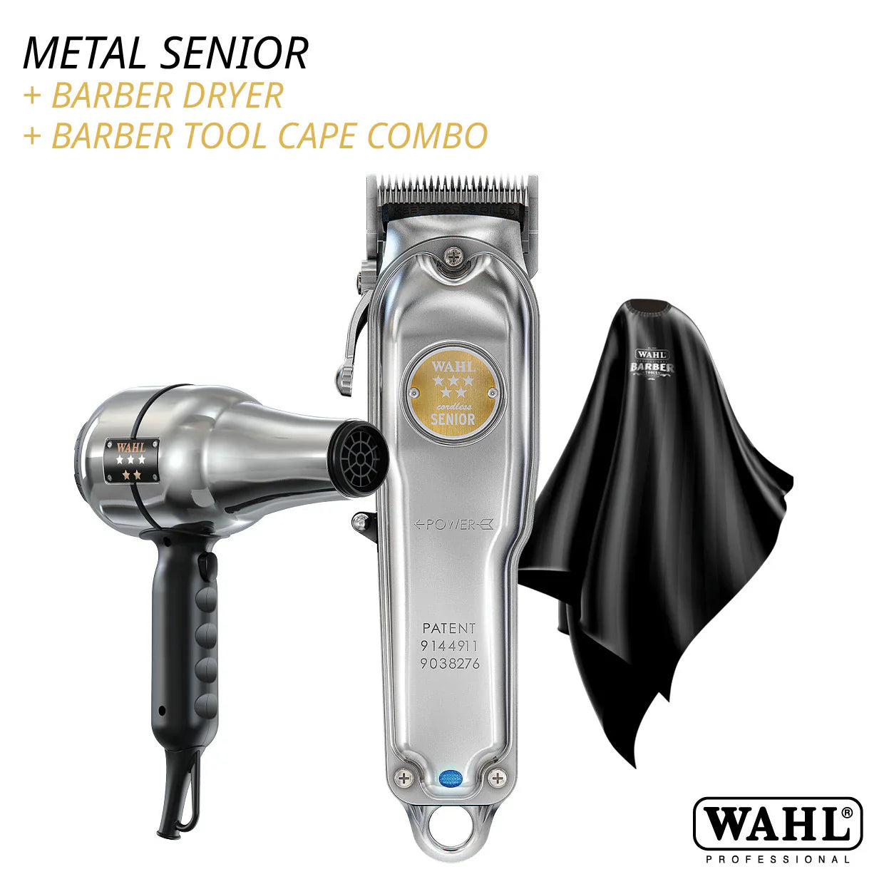 Wahl Metal Senior, Barber Dryer & Barber Tool Cape Combo